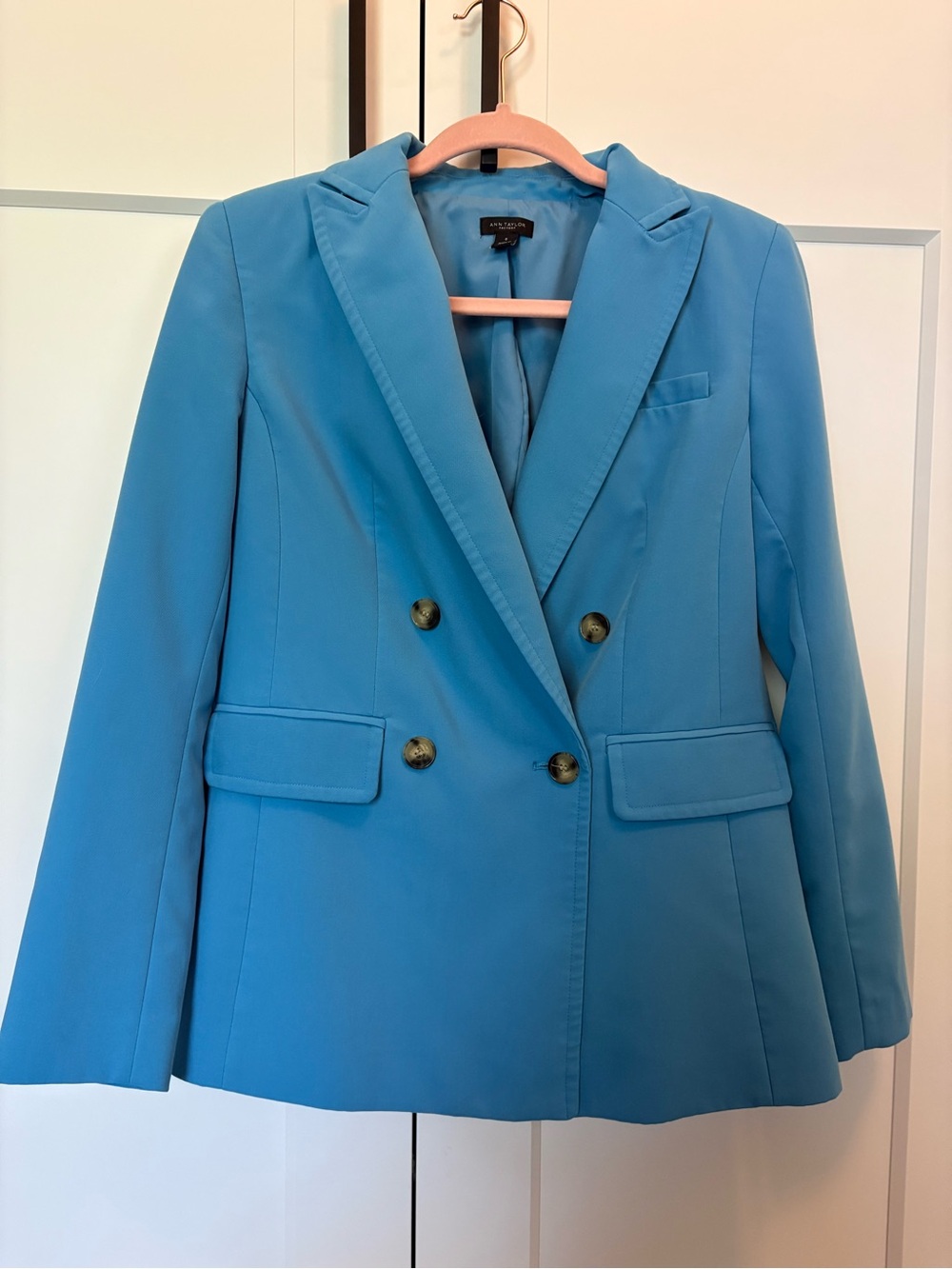 Ann Taylor Factory Bright Blue Double-Breasted Blazer